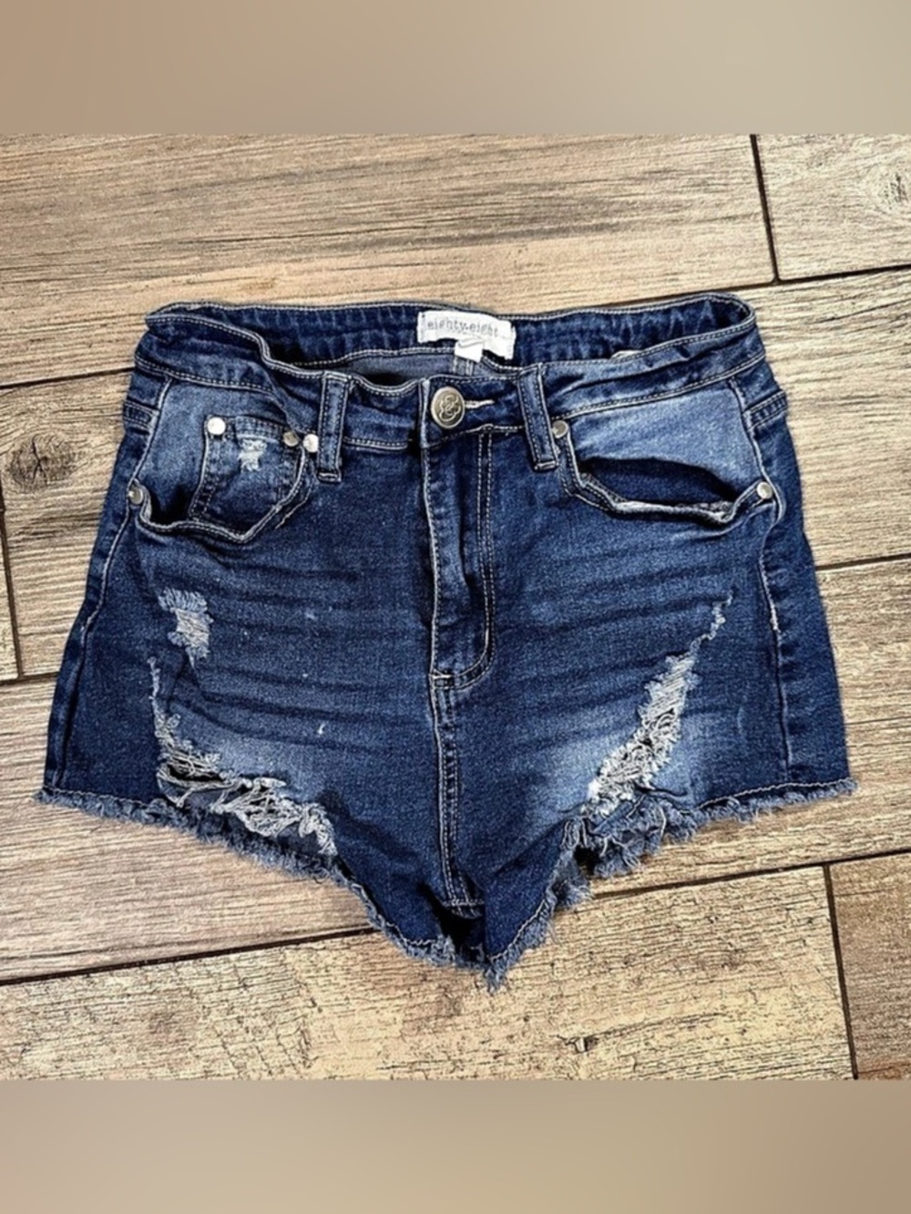 eighty-eight Women's Distressed Denim Shorts